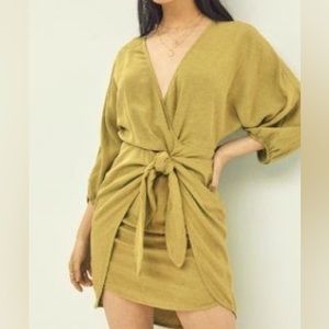 Puff- Sleeve Wrap Mini-Dress